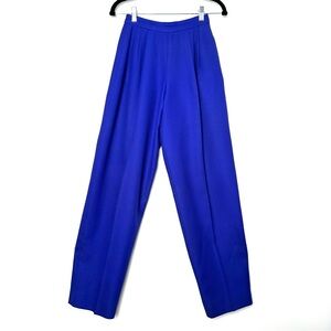 Vintage Cobalt Blue Dopamine Dressing Wide Leg Front Crease High Rise Trousers